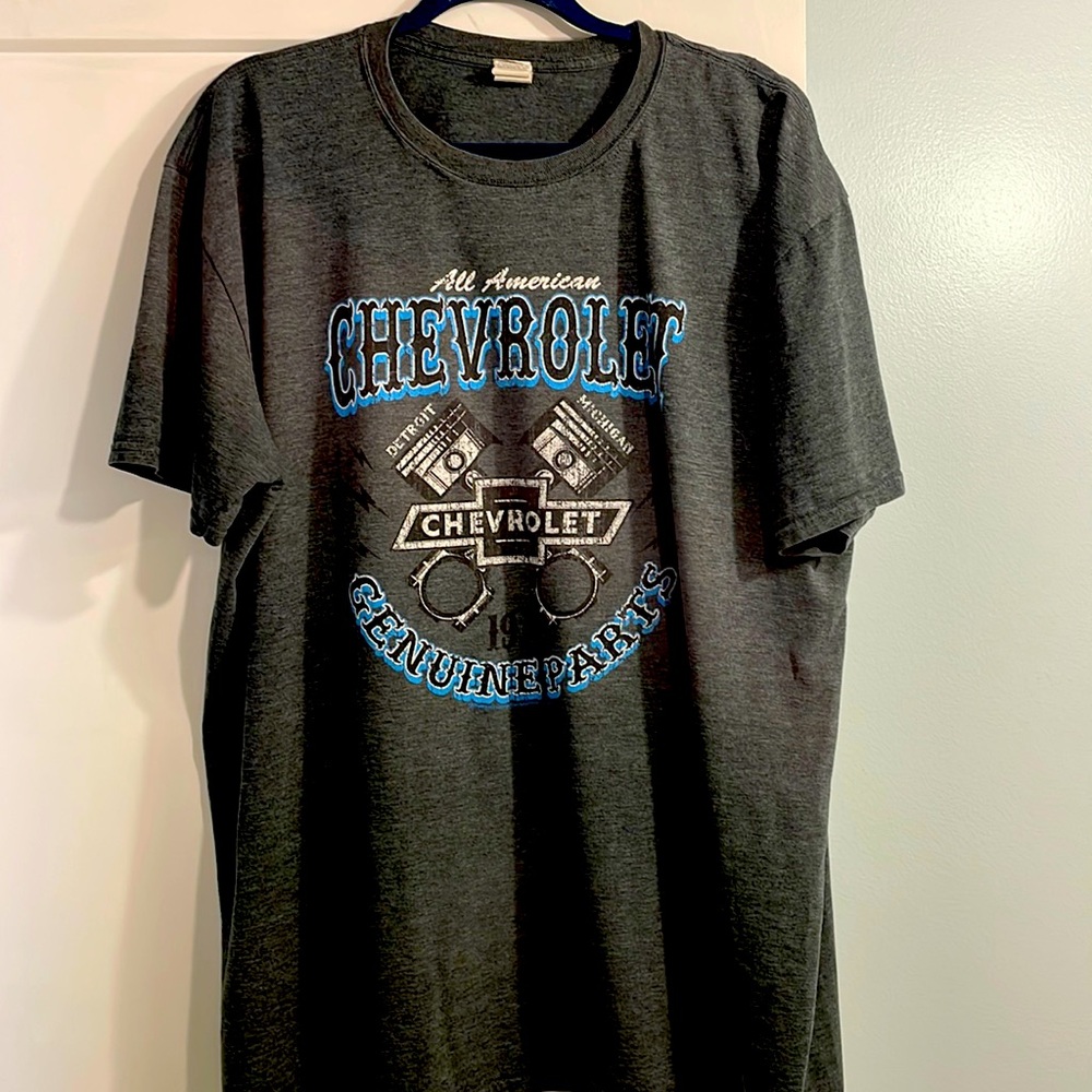 All American Chevrolet Grey Men’s Short Sleeve Crew Neck Poly Cotton Tee 2XL